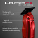 BaBylissPRO FXONE LO-PROFX High Performance Compact Trimmer - Red #FX72RD