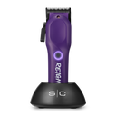 Purple hair clipper with black base on a white background