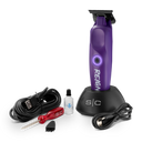 Purple hair trimmer with accessories on a white background