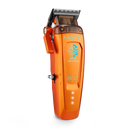 An orange Saber II cordless hair clipper with a black blade, shown on a solid white background.